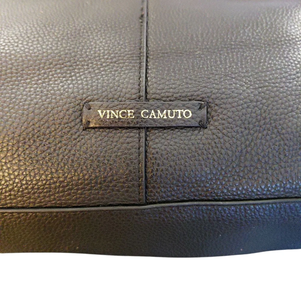 Vince Camuto Black Pebbled Leather Shoulder Hobo Bag